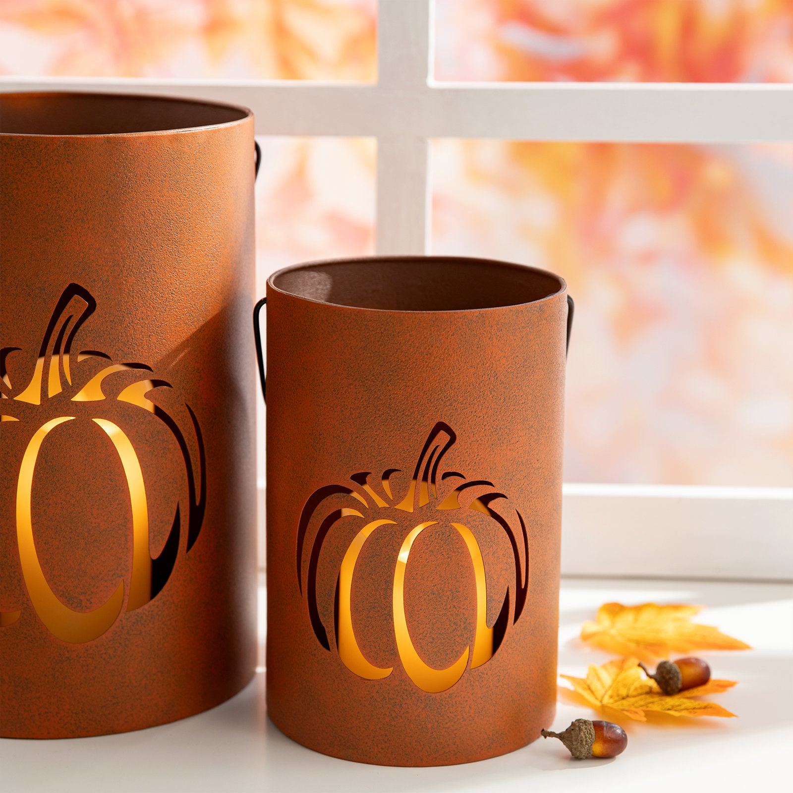 2-Piece Halloween Pumpkin Pail Lantern Set