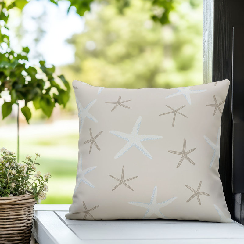 Coussin décoratif extérieur Starfish, Sable, Carré 18 po