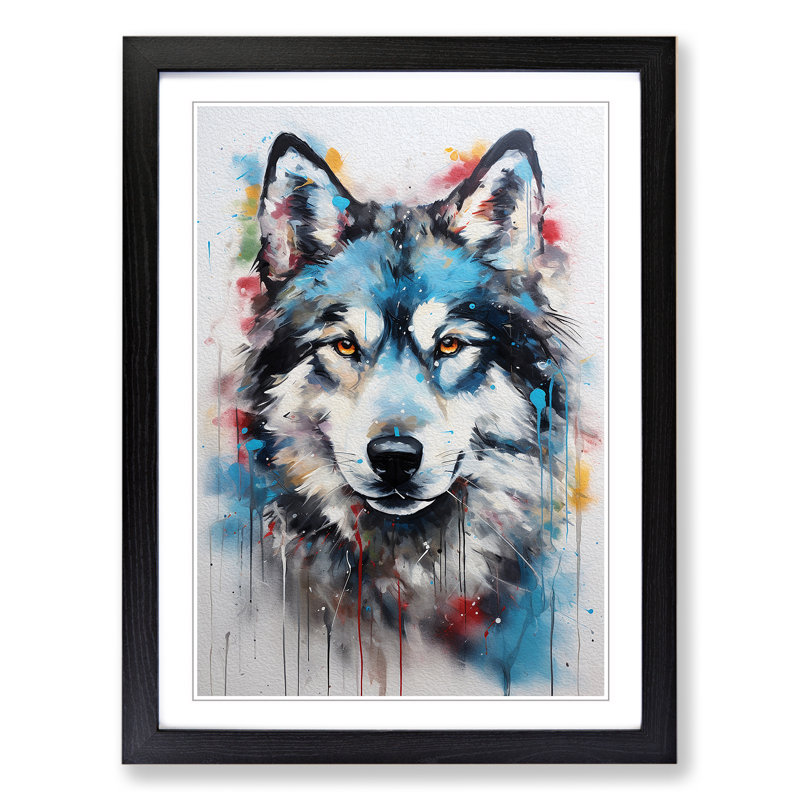 Husky Expressionism No.2 - Framed Print, Black Framed, 46cm H x 34cm W x 2cm D