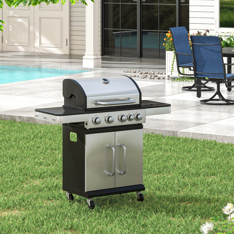 Stainless Propane Gas Grill With Side Burner