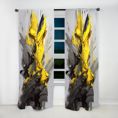 Rideaux abstraits jaune et gris I - Rideau abstrait - Velours obscurcissant - 1 panneau