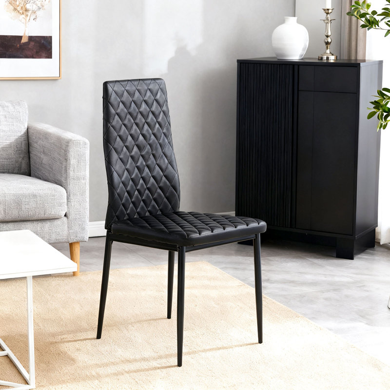 Ensemble de chaises rembourrées en cuir d'unité centrale Modern (ensemble de 4) noir