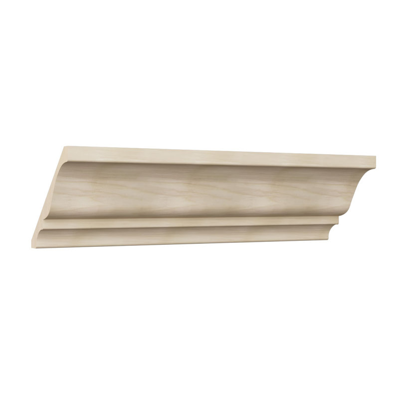 WM45 - Moulure de bois franc massif Crown Crown, H 3 11/16 po x P 3 3/4 po x F 5 1/4 po x L 96 po, peuplier teinté, Peuplier