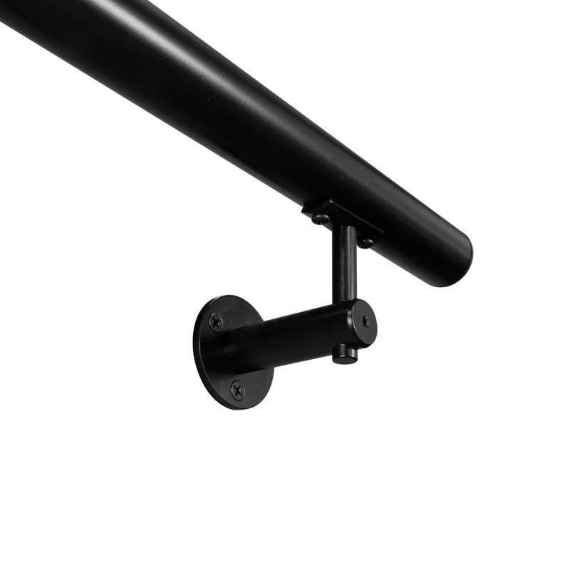 Industrial Aluminum 1.5 Inch Round Complete Indoor/Outdoor Handrail Grab Bar Kit, 36" W, Black