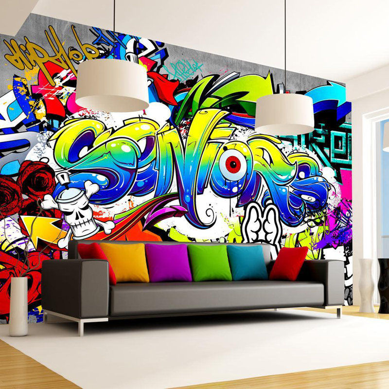 Murale Jiaxian Peel & Stick - Mots de la ville, L 5,67 pi x l 8,17 pi