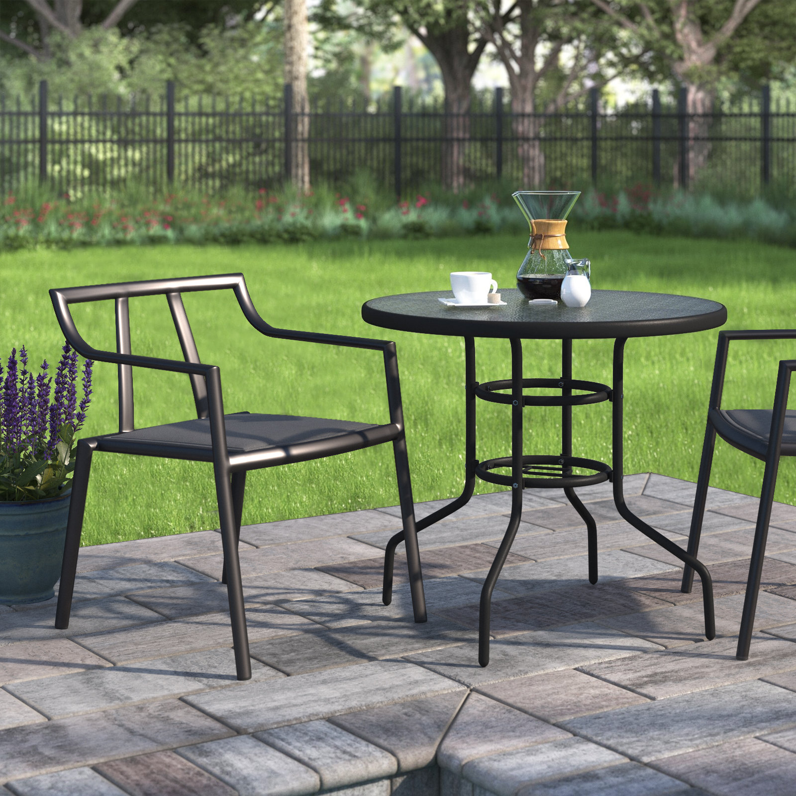 Black metal cadiz outdoor 2025 stacking chairs set of 2