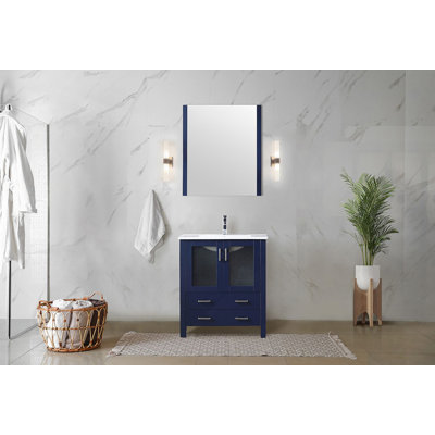 Meuble-lavabo de salle de bain 30 po X P 18,25 po D, plateau en céramique, ensemble de robinet et Miroir