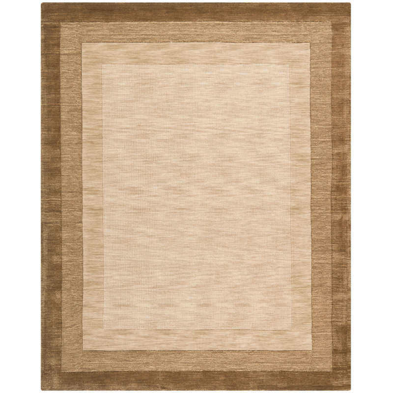 Tapis beige / brun en laine tissé à plat à la main Dashiell, Rectangle 7 pi 6 po x 9 pi 6 po