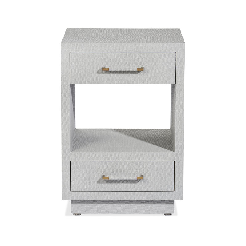 Taylor 2 - Drawer Nightstand, Light Gray/Antique Brass, 26" H x 18" W x 18" D