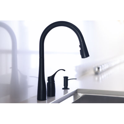 Simplice Pull Down Kitchen Sink Faucet with Three-Function Sprayhead, Two-Hole Installation