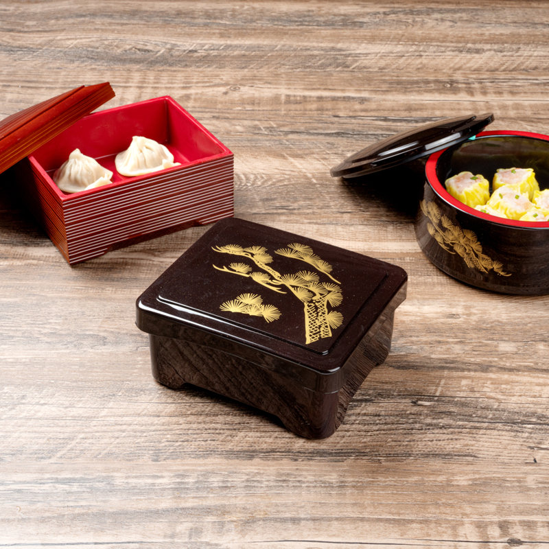 Petite boîte à bento Tek 23 onces, 1 boîte authentique résistante aux graisses - pour aliments chauds et froids, intérieur laqué, boîte à repas japonaise en plastique noir et rouge, réutilisable, pour Unagi ou Obento