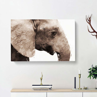 Portrait Of An Elephant In Abstract - Wrapped Canvas Print