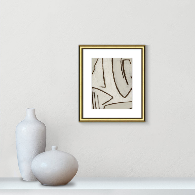 Dessin au trait - Peinture encadrée, Encadrement doré, L 14,25 po x H 16,25 po