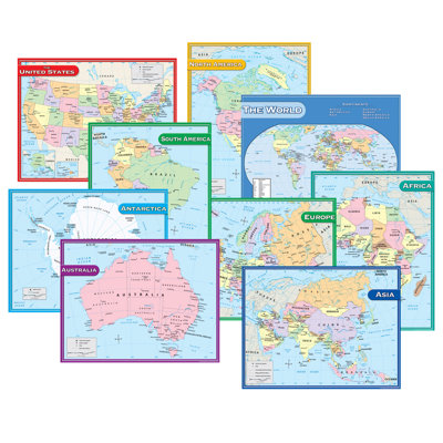 Teacher Created Resources Map Charts Set, Set Of 9