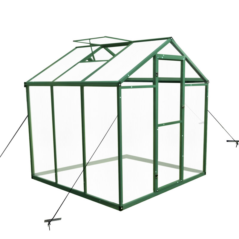 Gain Height Windproof Greenhouse 6X6 Ft - All Season Plant Shelter Heavy Duty Aluminum Frame And Polycarbonate Panels For Backyard Sanctuary Sheets