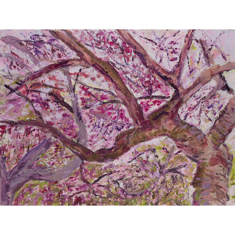 «Brooklyn Botanical Gardens in Bloom» par Diana Stelin - Peinture, 32" H x 24" W, Toile avec cadre noir