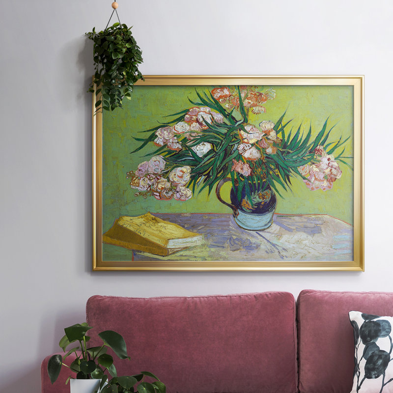 Oleanders, reproduction d'art sur toile, H 30 po x l 44 po x P 1,5 po, Or