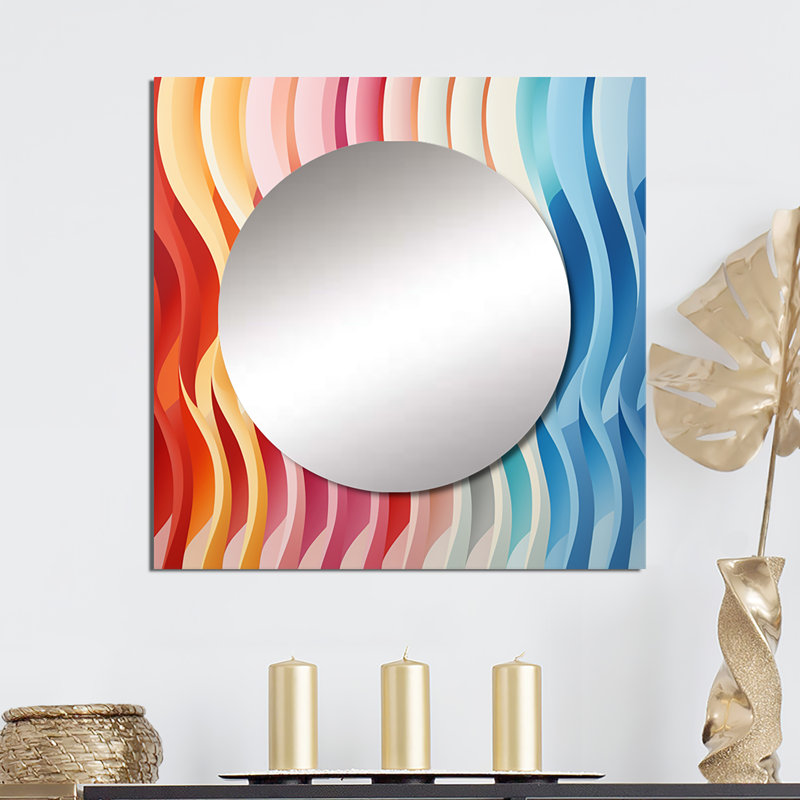Opt Opt Line Delirum III - Miroir carré moderne pour décoration murale, 36 po x 36 po