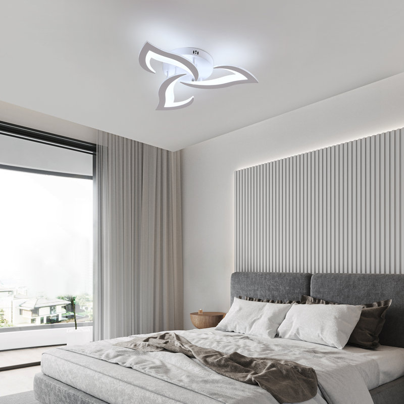 Brianie 33W 3-Head Led Flush Mount Ceiling Light, White, White Light 6000K