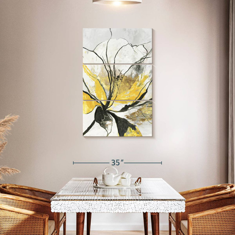 Harnek Outlined Floral I Yellow Version
