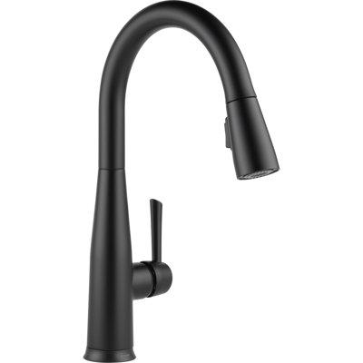 Delta Essa Matte Black Touch Kitchen Faucet with Pull Down Sprayer, Modern Single Hole Touch On Kitchen Sink Faucet, Single Handle, Matte Black