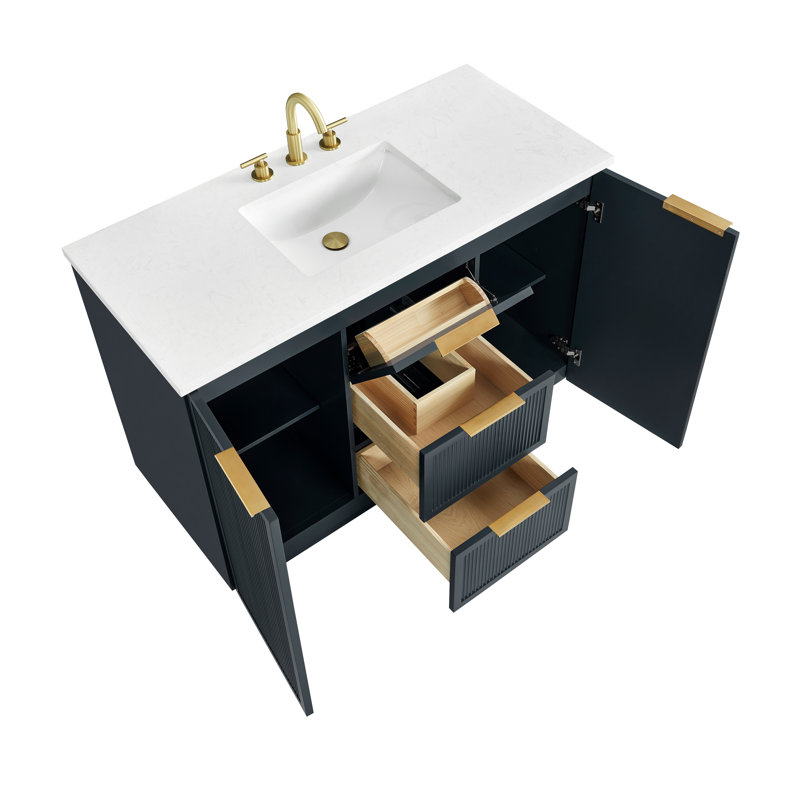 Aderyn 48" Single Vanity, Vintage Blue/Brushed Bronze