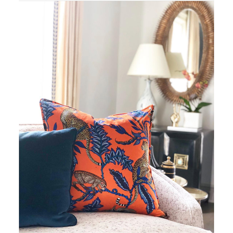 Ardmore 'Monkey Bean' Velvet Pillow, Flame
