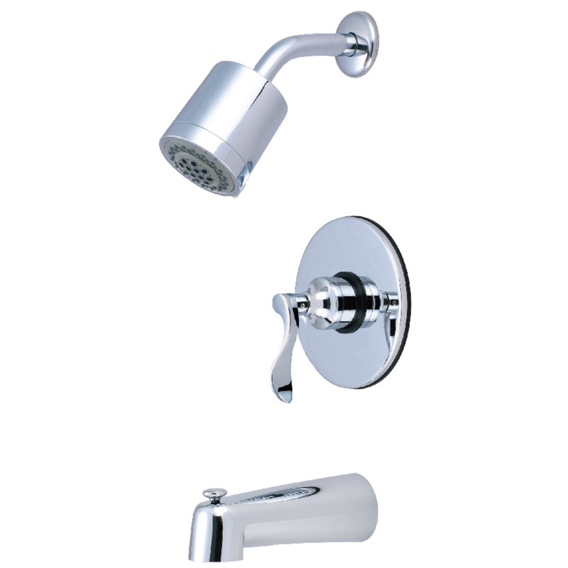 Kingston Brass NuFrench Single-Handle Pressure Balanced Tub and Shower Faucet, Polished Chrome