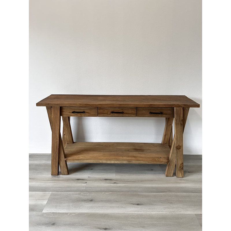 Rustic Recycled Teak Console Table, 31" H x 47" W x 16" D