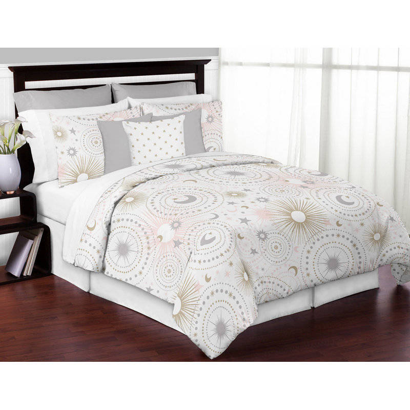 Blush Pink and Gold Celestial Full Comforter Set