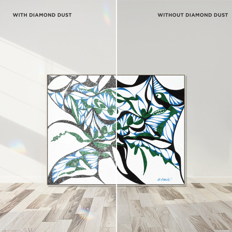 Manuel Roman - Swirling Ferns Canvas Abstract Print by Oliver Gal, Black Frame, 20 x 16, 21"H x 25"W, Silver Floater Frame
