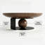 Table basse ronde de 39,37 po - Structure en acier au carbone avec plateau en placage de bois naturel, table d'appoint courbée moderne pour le salon