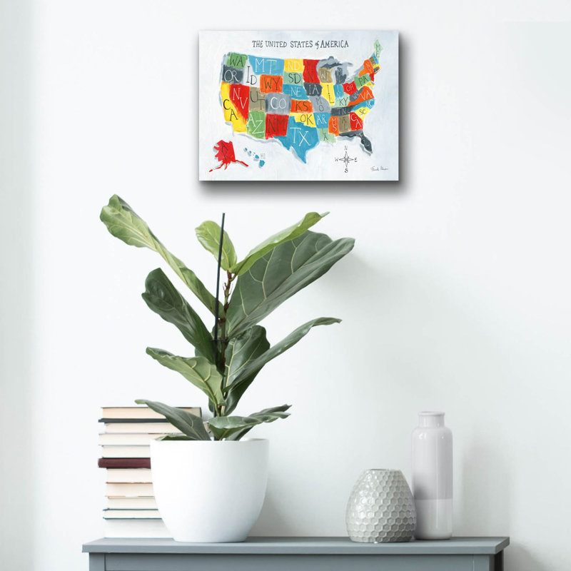  «Us Map» par Farida Zaman, art mural en verre acrylique, 16 po x 12 po
