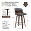 Tabourets de bar pivotants, tabourets de bar de style Mid-Century moderne, chaises de bar de 26 pouces avec dossier solide, finition en noyer et siège en similicuir, tabouret de bar à hauteur de comptoir-1333982174-1333982173