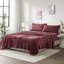 4 draps pour grand lit bordeaux 100% ultra doux douillets lavables à la machine 2 taies d'oreiller brossées des deux côtés