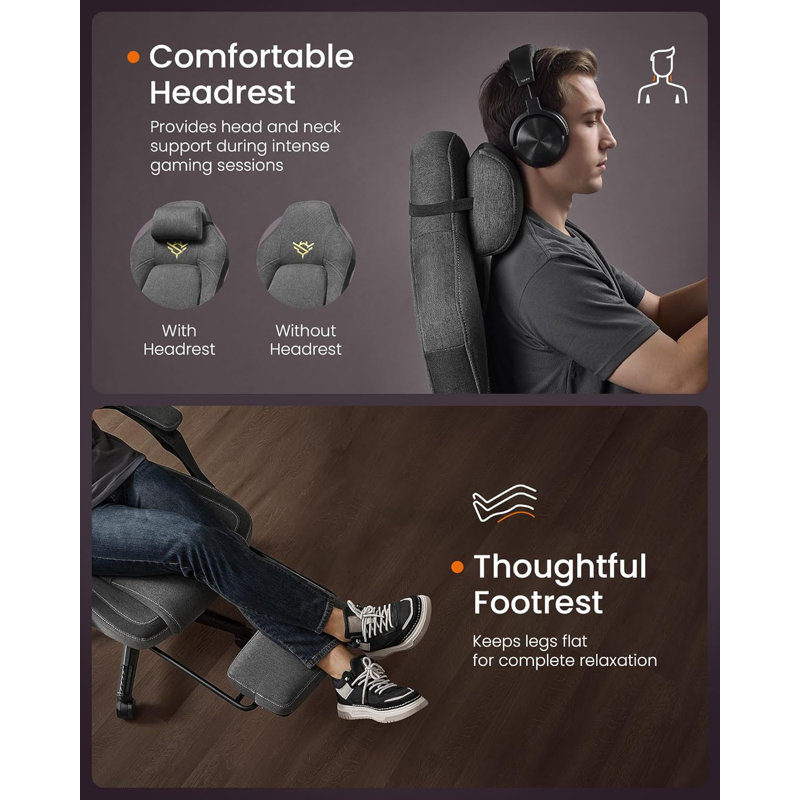 Songmics Adjustable Faux Leather Swiveling PC & Racing Game Chair, Grey