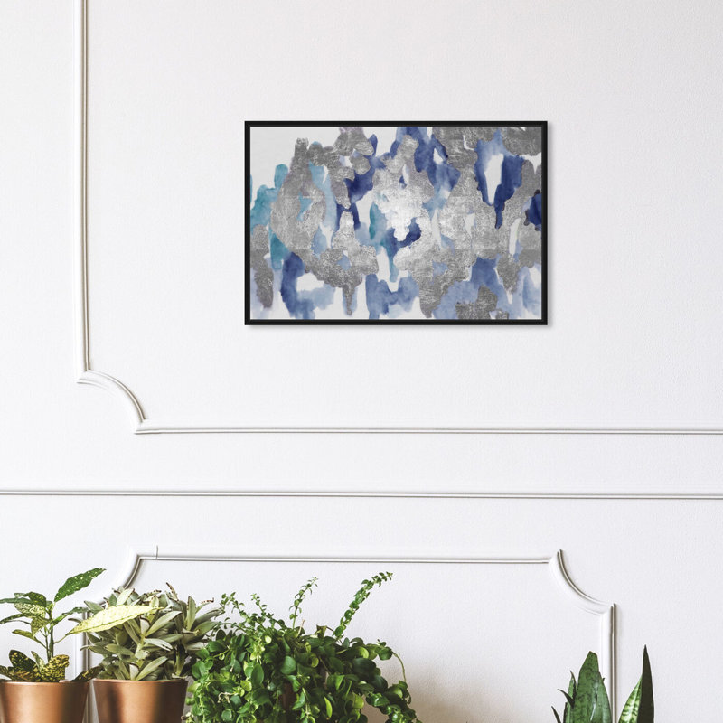 " Blue Palais ", 16" H x 24" W, Black Framed