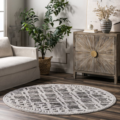 Tapis treillis Rachelle pour le salon, la chambre et la cuisine, gris / blanc cassé