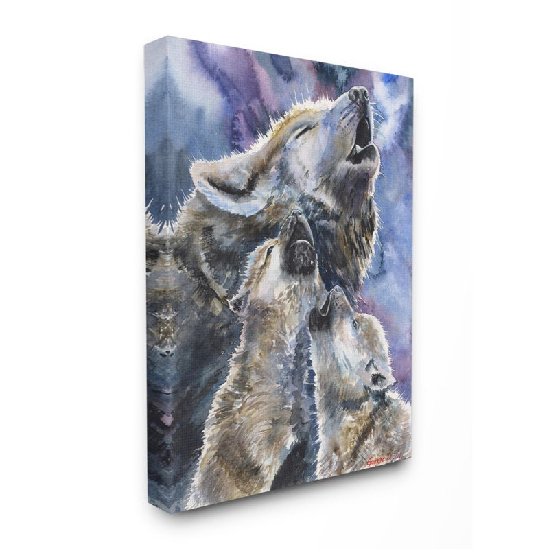 Ensemble de loups de la famille Scully, Toile tendue, H 20 po x l 16 po x P 1,5 po