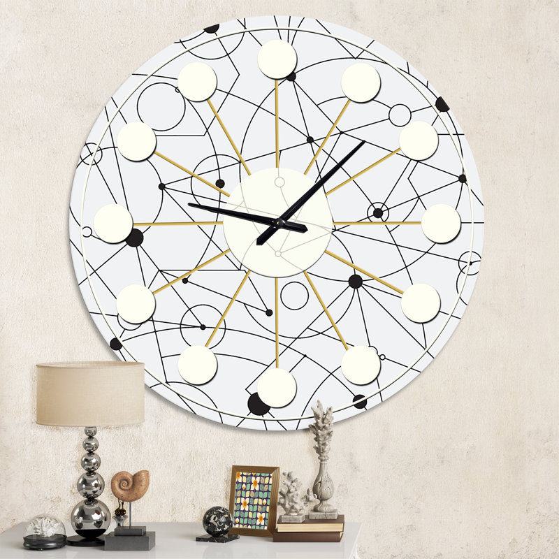 Horloge murale rétro Mid-Century, Petit, Noir