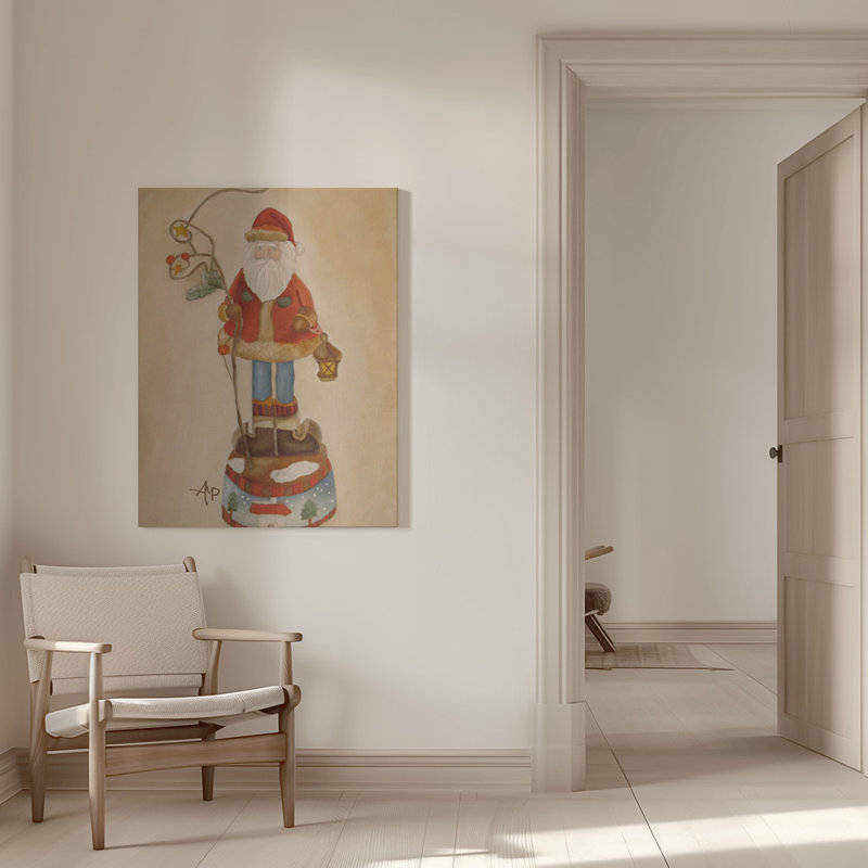 "Santa Is Coming", art mural sur toile tendue, H 16 po x l 12 po