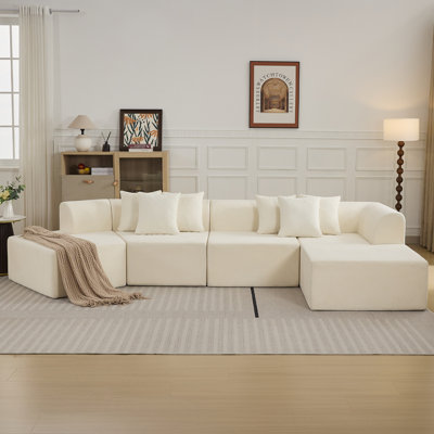 Canapé modulaire surdimensionné Boneless de 139,8 po avec mousse à mémoire de forme et design incurvé