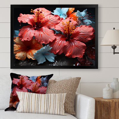 Hibiscus en fleurs sur verre