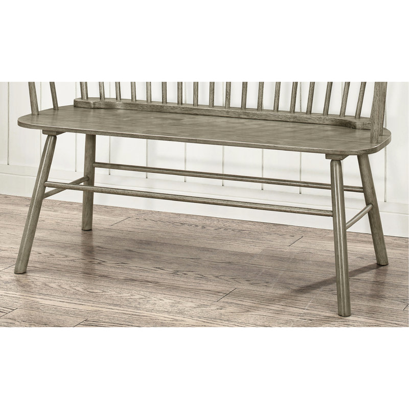 Inspired Gray Wood Chair Bench With Spindle Back Decor Style, Gray