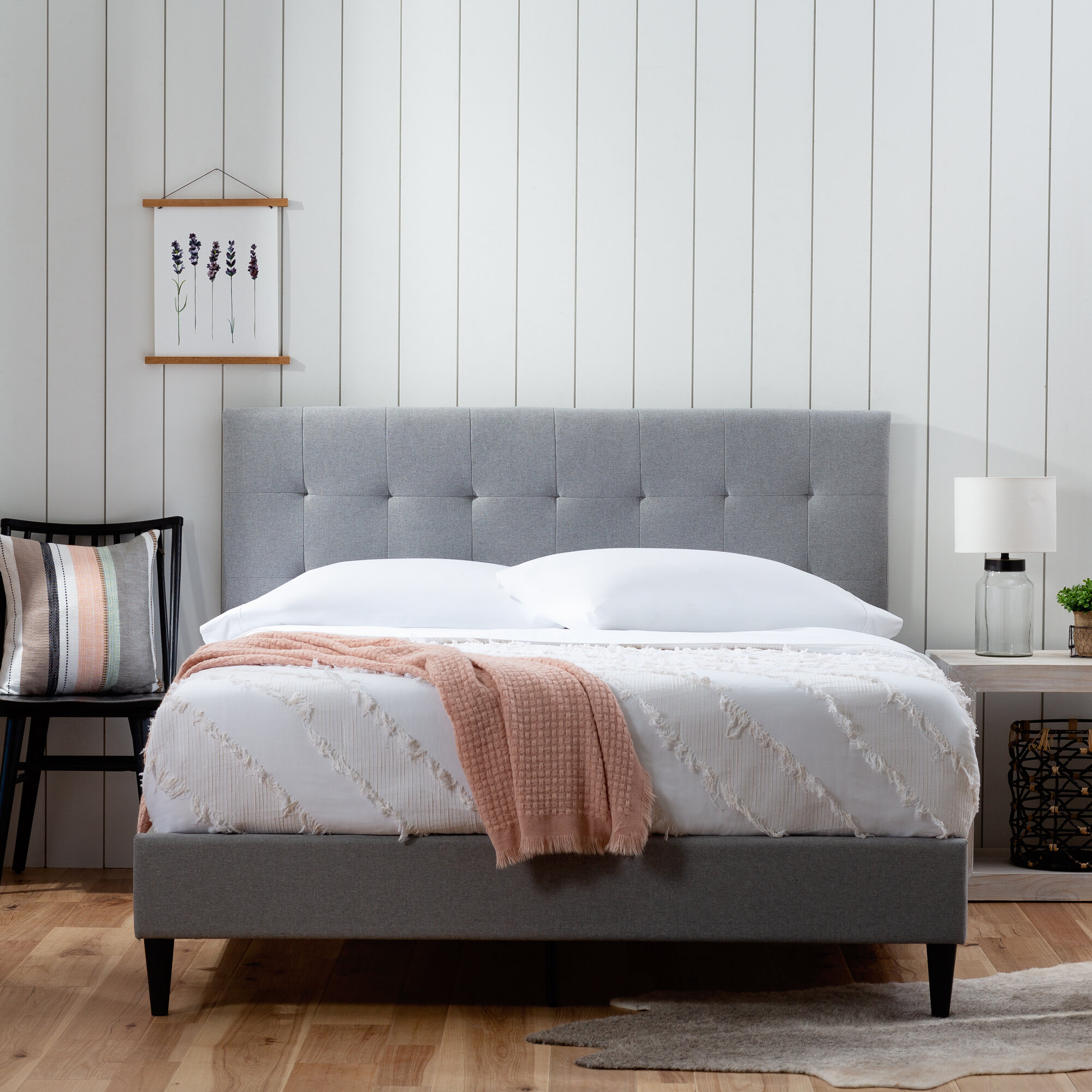 Peters tufted upholstered low store profile platform bed