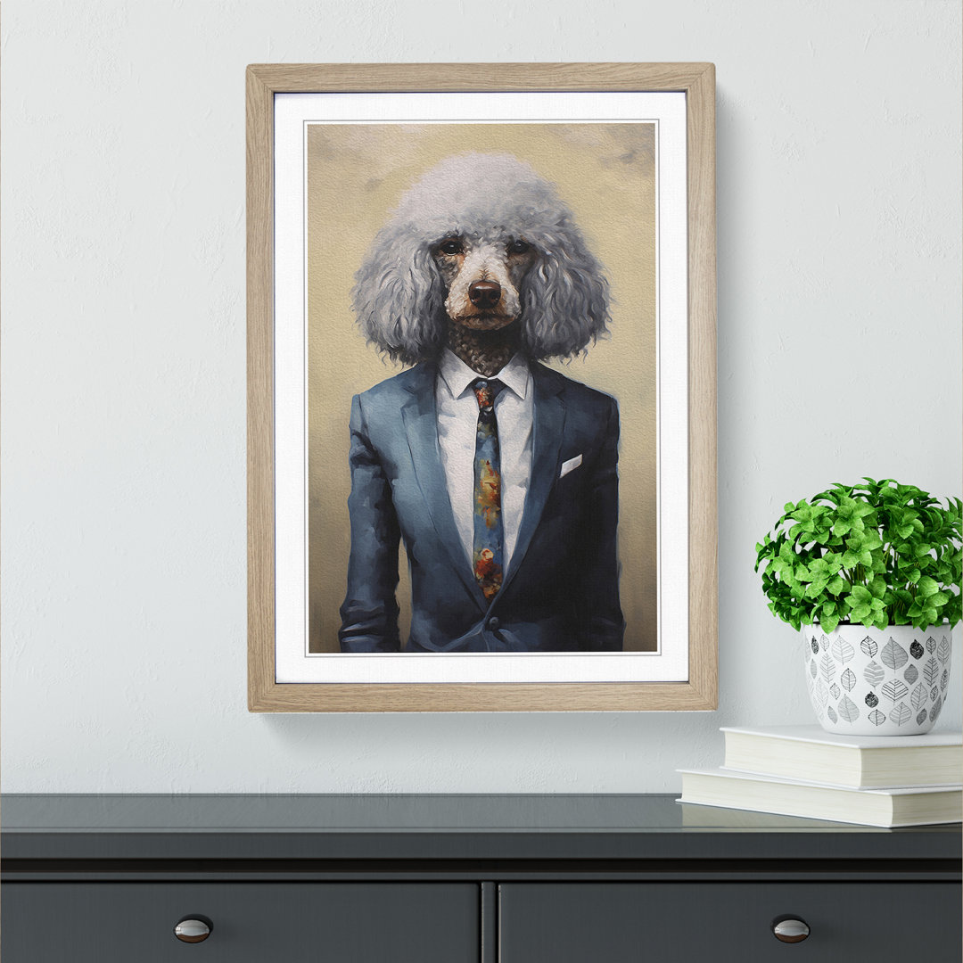 Poodle In A Suit No.5 - Single Picture Frame Print on Wood