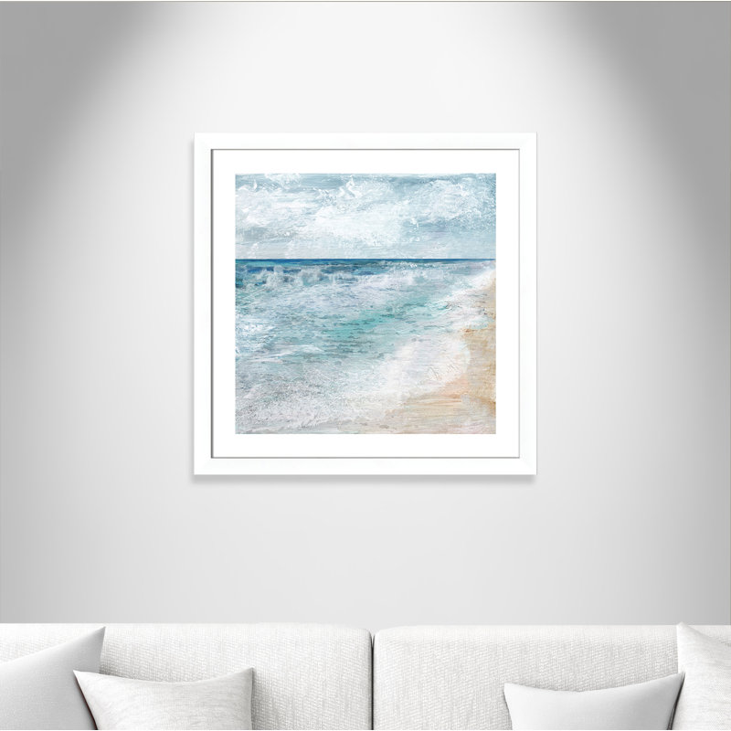 Basel Shore Walk - Picture Frame Painting, Matte White, 29" H x 29" W x 1.25" D