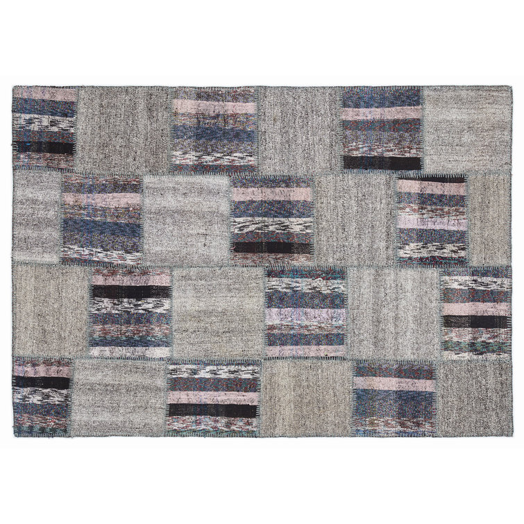 Langley Street Grey Patchwork Wool Handmade Area Rug | Wayfair.co.uk
