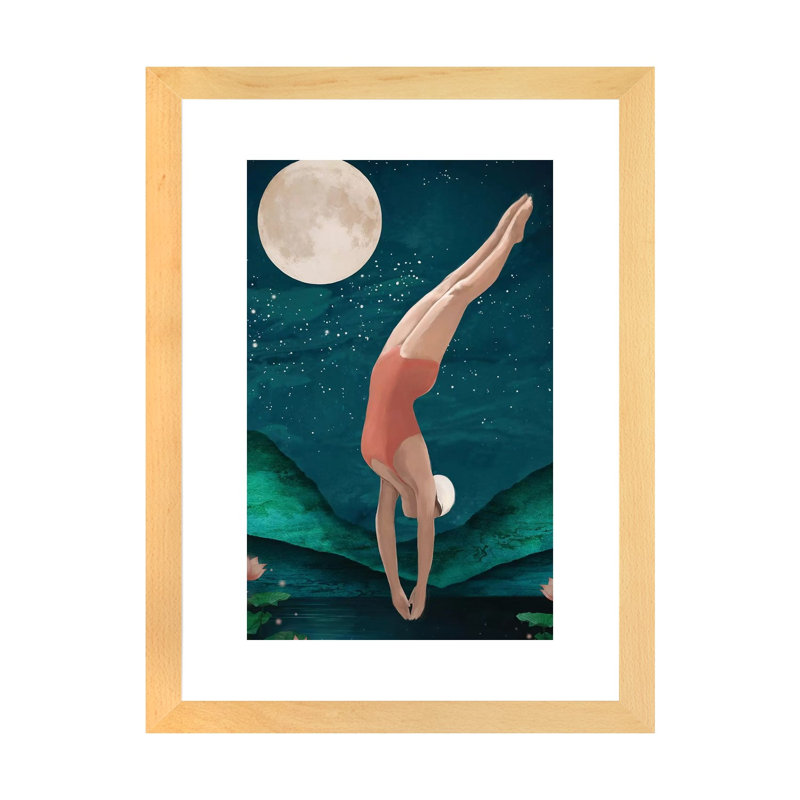 Print, Blanc, Toile avec cadre en bois beige, H 24 po x l 16 po x p 1 po