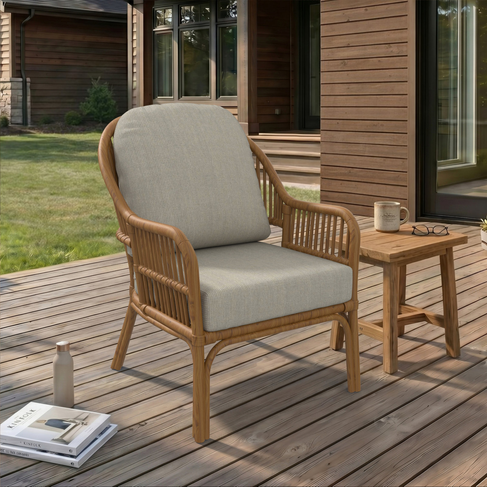 Amala Outdoor Sunbrella® Seat/Back Cushion, Spectrum Dove Sunbrella® Plainweave